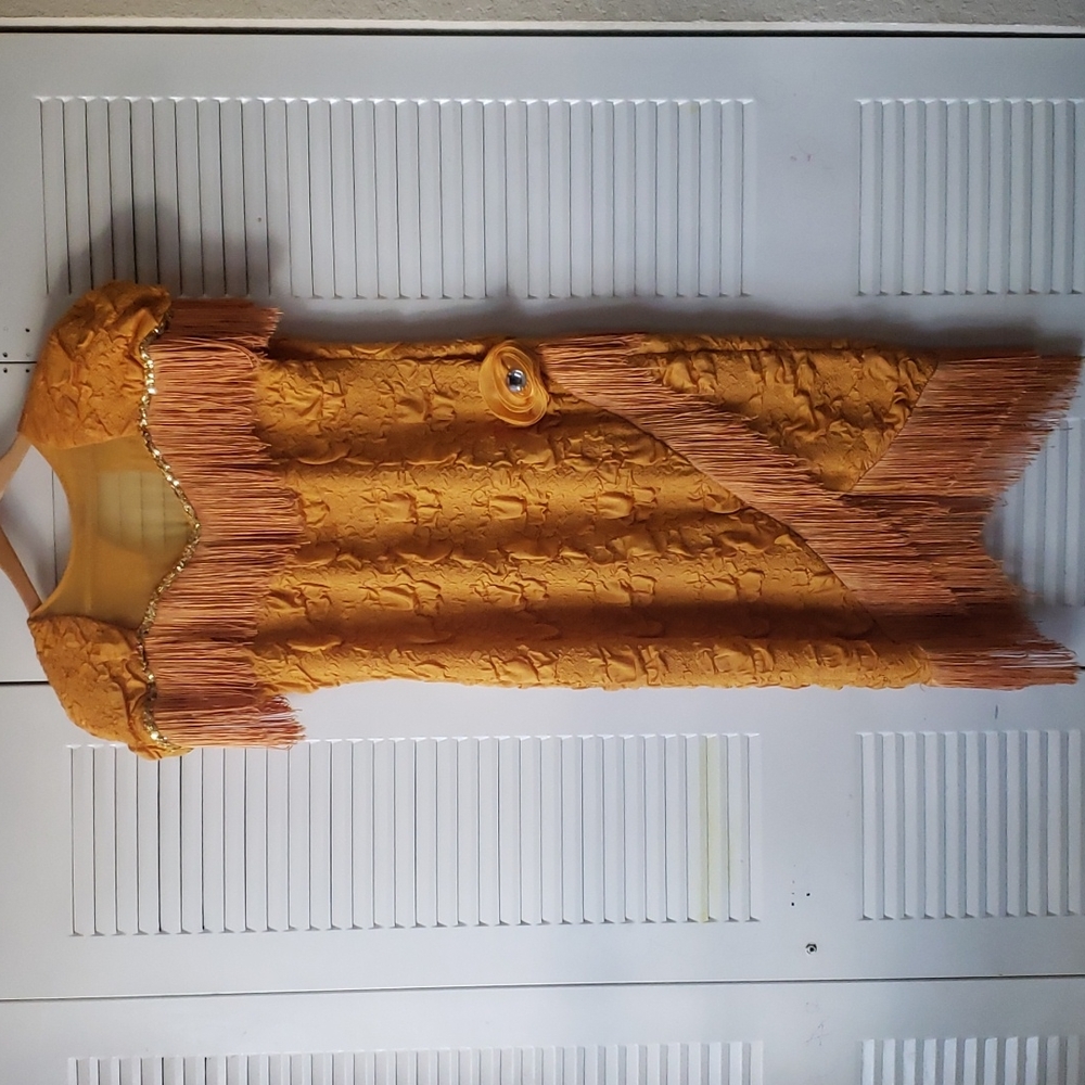Vintage Pegah Fashions yellow dress, size 14.